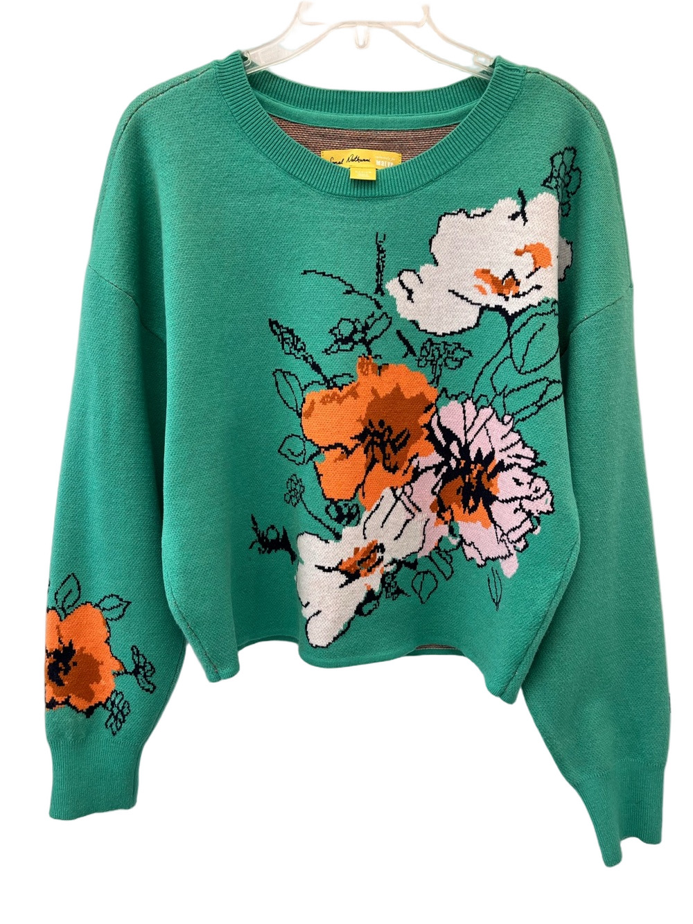 Anthropologie Maeve Sonal Nathwani Camryn Floral Intarsia Knit Sweater Medium M